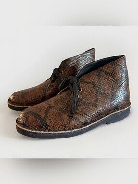 Clarks Originals Brown Snakeskin Embossed Leather Desert Chukka Boots Sz 7